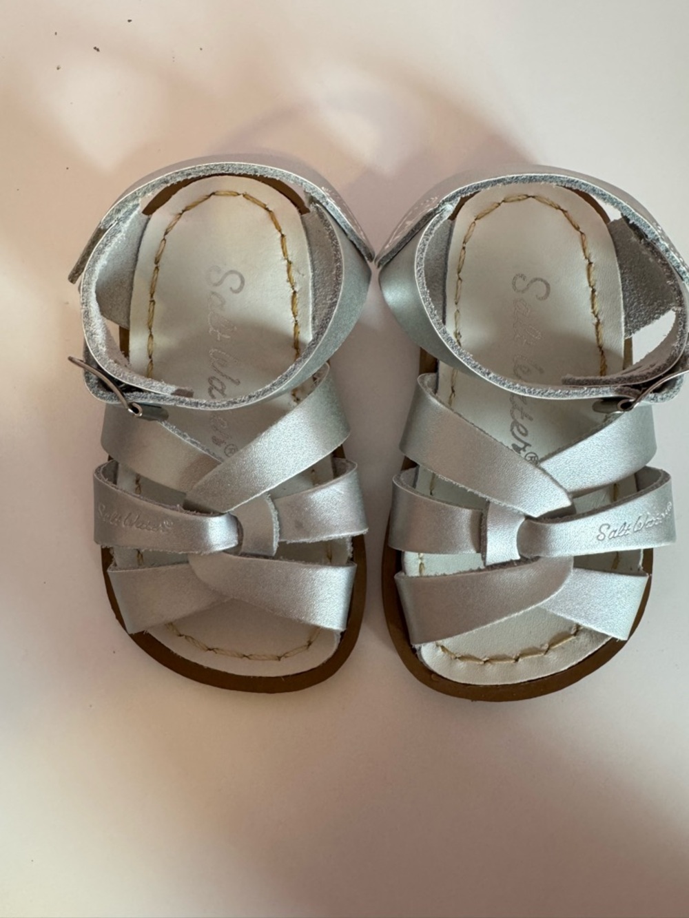 Salt Water Sandals by Hoy Toddler Metallic Silver Crisscross Sandals